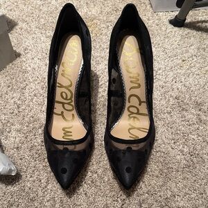 Sam Edelman Black Polka Dot Mesh Heels